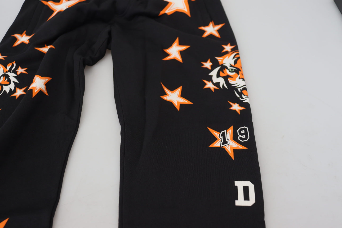 Dolce & Gabbana Men's Black Orange Star Trousers Sport Pants