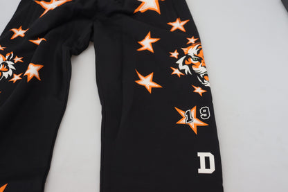 Dolce & Gabbana Men's Black Orange Star Trousers Sport Pants