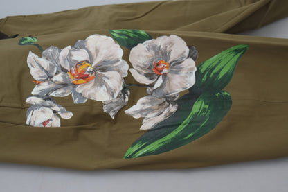 Dolce & Gabbana Men's Beige Cotton Stretch Floral Chinos Pants