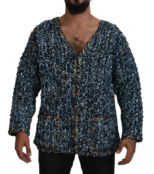 Dolce & Gabbana Men's Blue Button Cardigan Fatto A Mano Sweater