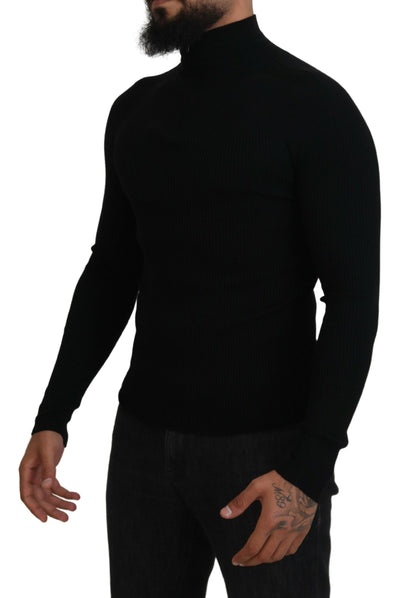 Dolce & Gabbana Men's Black Half Zip Turtleneck Pullover Sweater