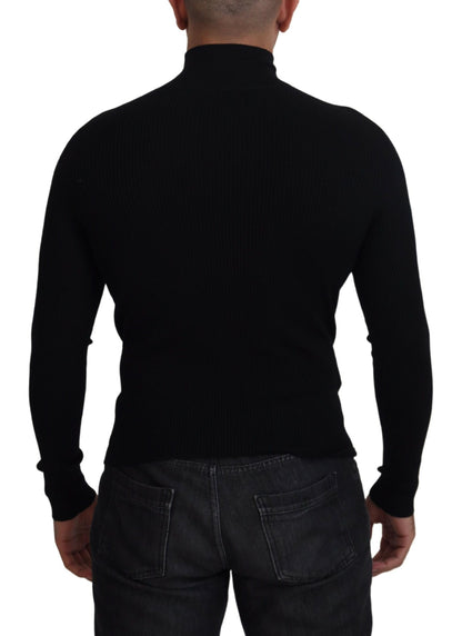 Dolce & Gabbana Men's Black Half Zip Turtleneck Pullover Sweater