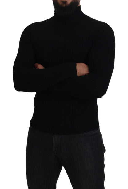 Dolce & Gabbana Men's Black Half Zip Turtleneck Pullover Sweater