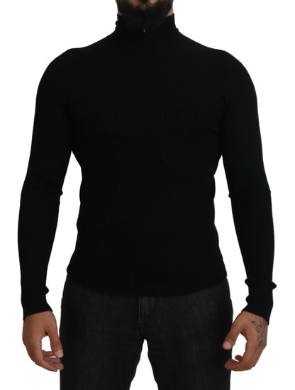 Dolce & Gabbana Men's Black Half Zip Turtleneck Pullover Sweater