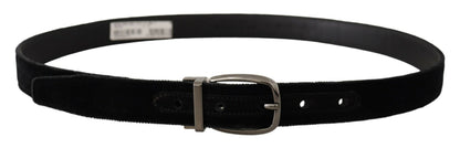 Belt by Dolce & Gabbana for men in leather & velvet black features a bohemian chic silhouette, showcasing the bohemian chic Leather & Velvet Belt design with a sophisticated bohemian chic finish.