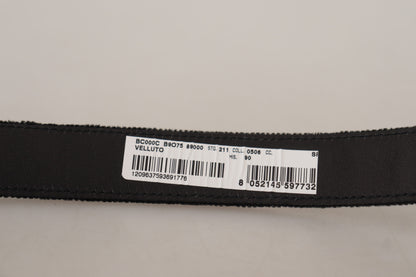 Belt by Dolce & Gabbana for men in leather & velvet black features an artisanal silhouette, showcasing the artisanal craftsmanship of the Leather & Velvet Belt collection for a artisanal finish.