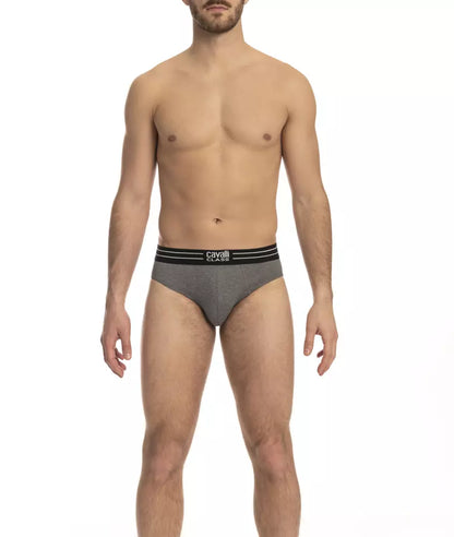 Cavalli Class Gray Cotton Underwear Briefs