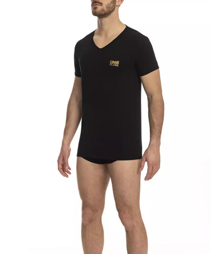 Cavalli Class Men's Black Cotton T-Shirt