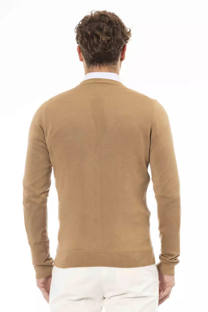 Baldinini Trend Men's Beige Modal V-neck Sweater