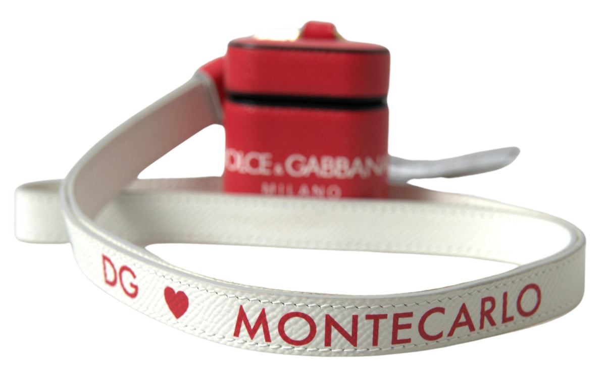 Dolce & Gabbana Leather & Metal Earbuds Carrying Case - Gold Red Print