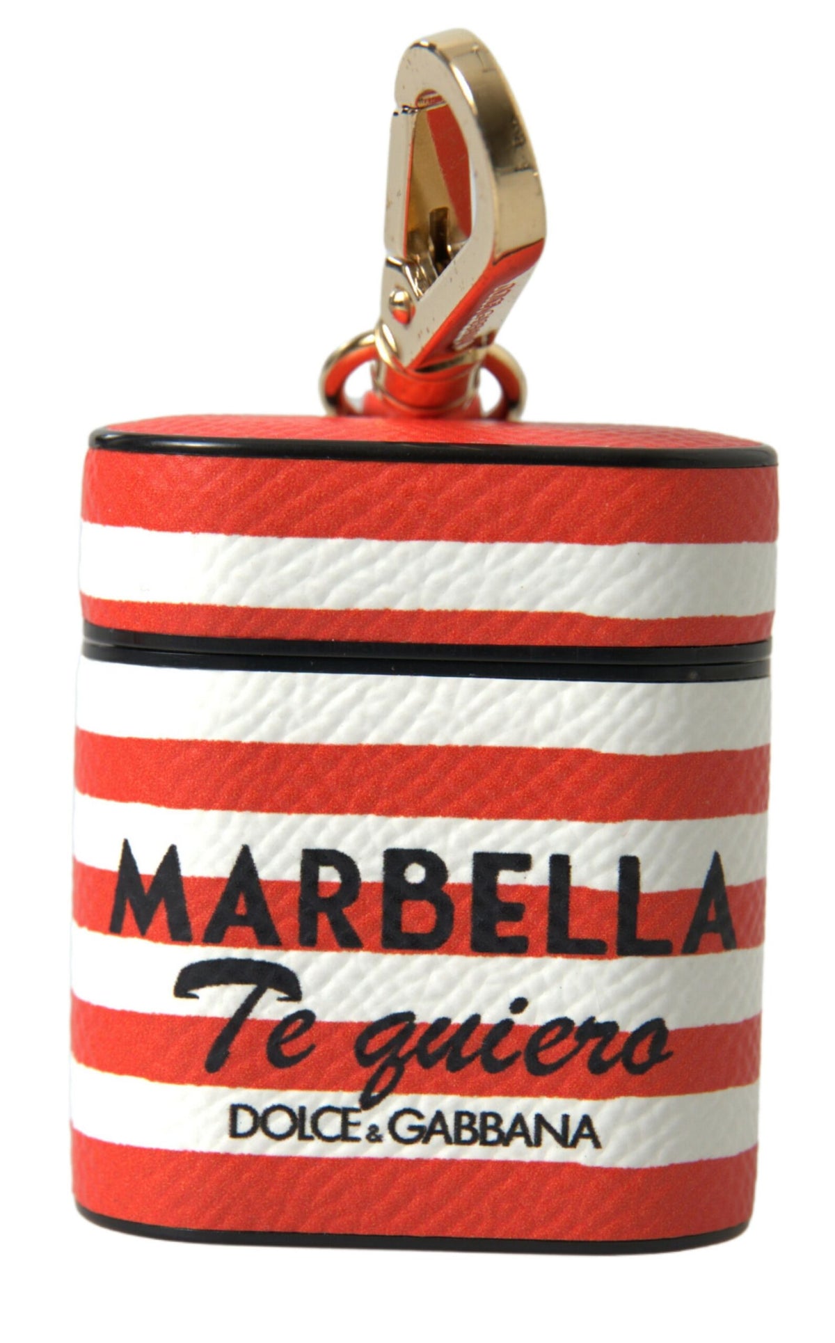 Dolce & Gabbana Dauphine Leather Earbuds Carrying Case - Orange White Striped