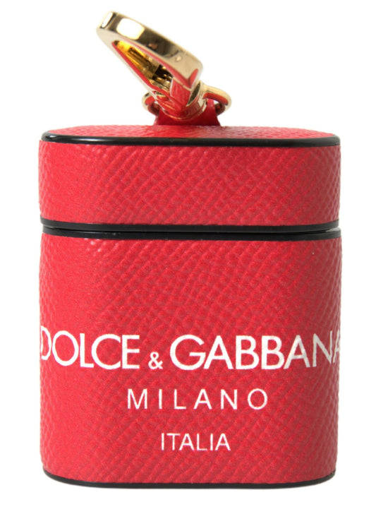 Dolce & Gabbana Calf Leather Earbuds Carrying Case - Gold Red Print