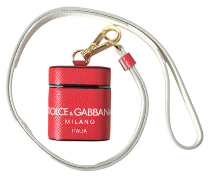 Dolce & Gabbana Calf Leather Earbuds Carrying Case - Gold Red Print