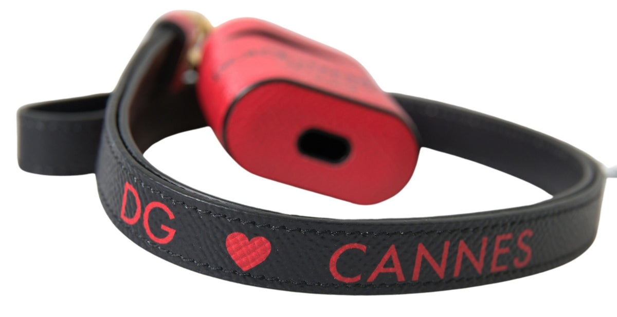 Dolce & Gabbana Calf Leather & Silk Earbuds Carrying Case - Black Red