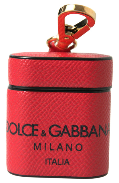 Dolce & Gabbana Calf Leather & Silk Earbuds Carrying Case - Black Red