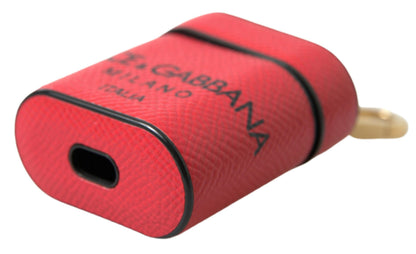 Dolce & Gabbana Calf Leather & Silk Earbuds Carrying Case - Black Red