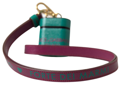 Dolce & Gabbana Calf Leather Earbuds Carrying Case - Green Maroon Print