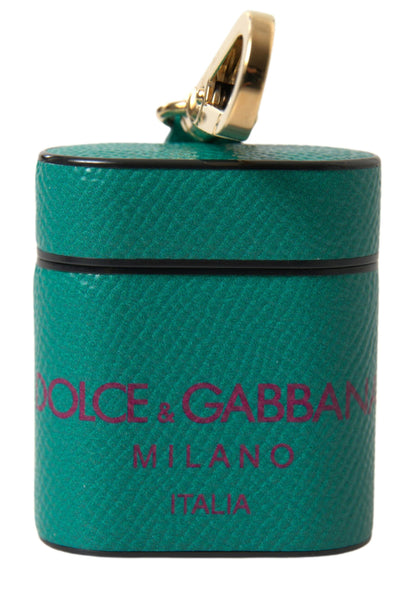 Dolce & Gabbana Calf Leather Earbuds Carrying Case - Green Maroon Print