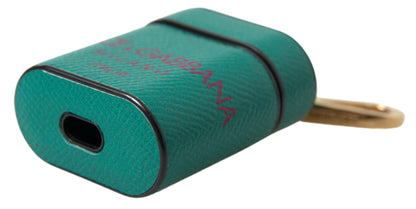 Dolce & Gabbana Calf Leather Earbuds Carrying Case - Green Maroon Print