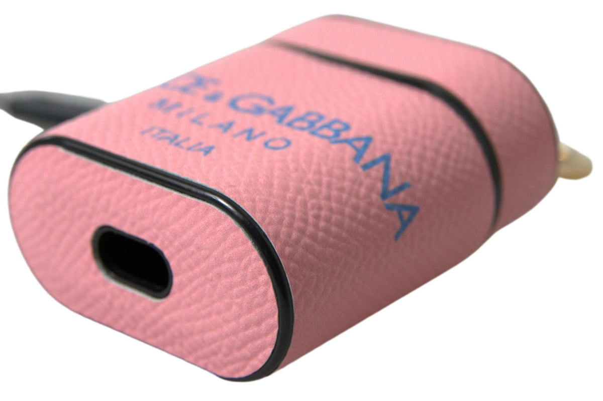 Dolce & Gabbana Calf Leather Earbuds Carrying Case - Blue Pink Print