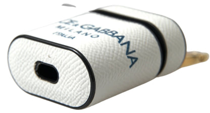Dolce & Gabbana Calf Leather Earbuds Carrying Case - Blue White Print