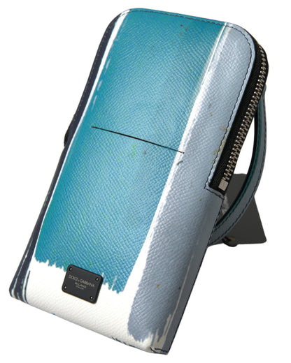 Dolce & Gabbana Leather Crossbody Sling Phone Holder Backpack - Blue White