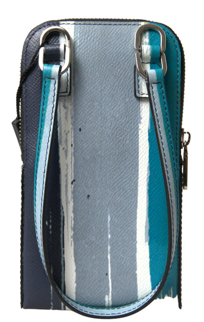 Dolce & Gabbana Leather Crossbody Sling Phone Holder Backpack - Blue White