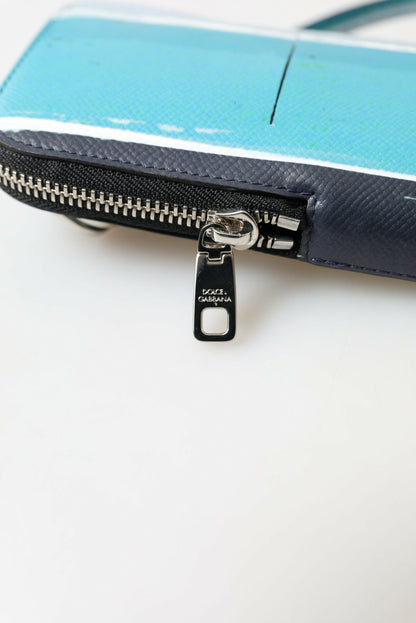 Dolce & Gabbana Leather Crossbody Sling Phone Holder Backpack - Blue White