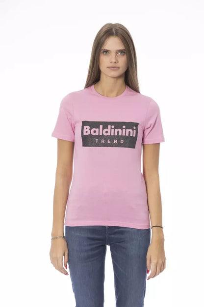 Baldinini Trend Women's Pink Cotton Logo T-Shirt