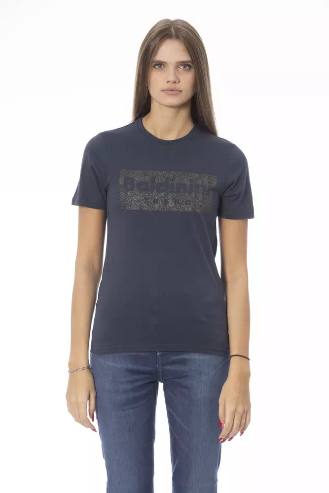 Baldinini Trend Women's Blue Cotton Logo T-Shirt