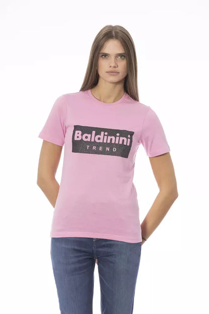 Baldinini Trend Women's Pink Cotton Logo T-Shirt