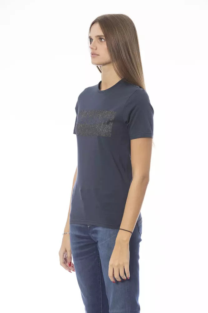 Baldinini Trend Women's Blue Cotton Logo T-Shirt