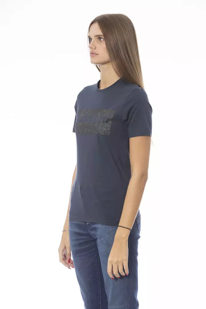 Baldinini Trend Women's Blue Cotton Logo T-Shirt