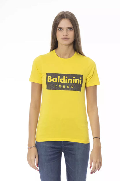 Baldinini Trend Women's Yellow Cotton Crewneck Logo T-Shirt