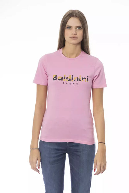 Baldinini Trend Women's Pink Cotton Crewneck Logo T-Shirt