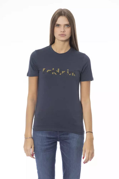 Baldinini Trend Women's Blue Cotton Crewneck Logo T-Shirt