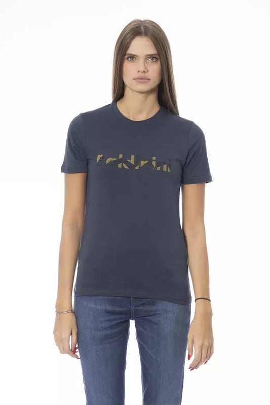 Baldinini Trend Women's Blue Cotton Crewneck Logo T-Shirt