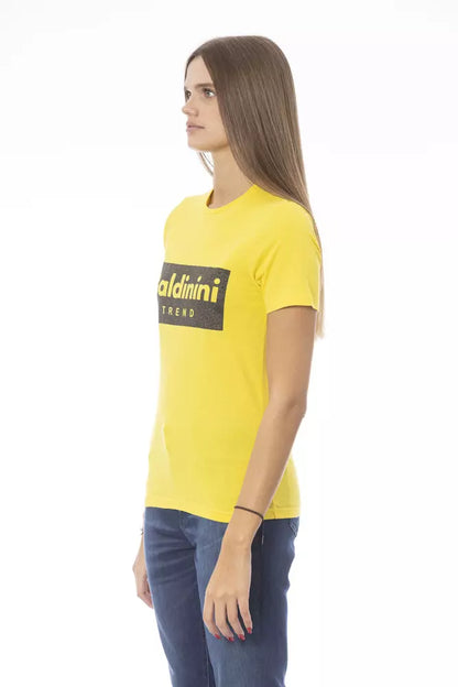 Baldinini Trend Women's Yellow Cotton Crewneck Logo T-Shirt