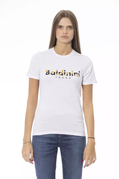 Baldinini Trend Women's White Cotton Crewneck Logo T-Shirt