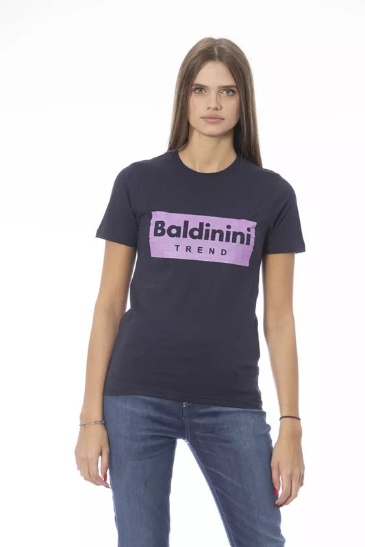 Baldinini Trend Women's Blue Cotton Crewneck Logo T-Shirt