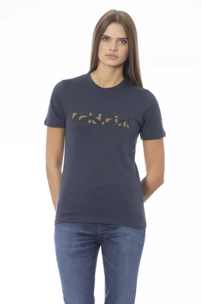 Baldinini Trend Women's Blue Cotton Crewneck Logo T-Shirt