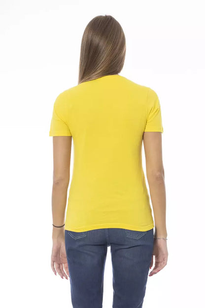 Baldinini Trend Women's Yellow Cotton Crewneck Logo T-Shirt