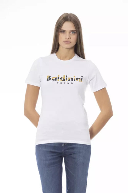 Baldinini Trend Women's White Cotton Crewneck Logo T-Shirt