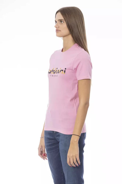 Baldinini Trend Women's Pink Cotton Crewneck Logo T-Shirt