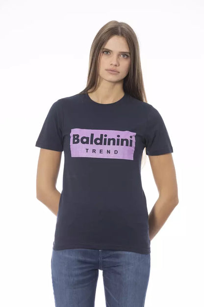 Baldinini Trend Women's Blue Cotton Crewneck Logo T-Shirt