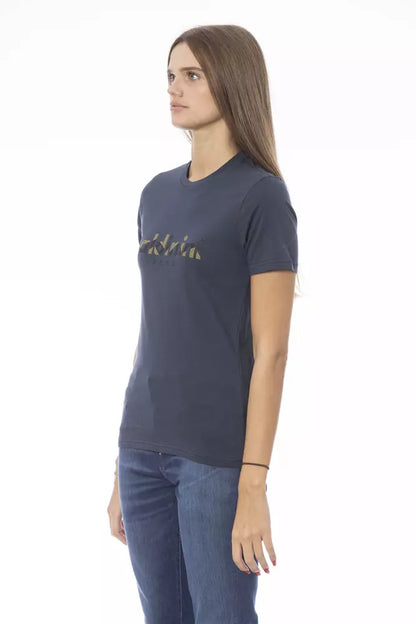 Baldinini Trend Women's Blue Cotton Crewneck Logo T-Shirt