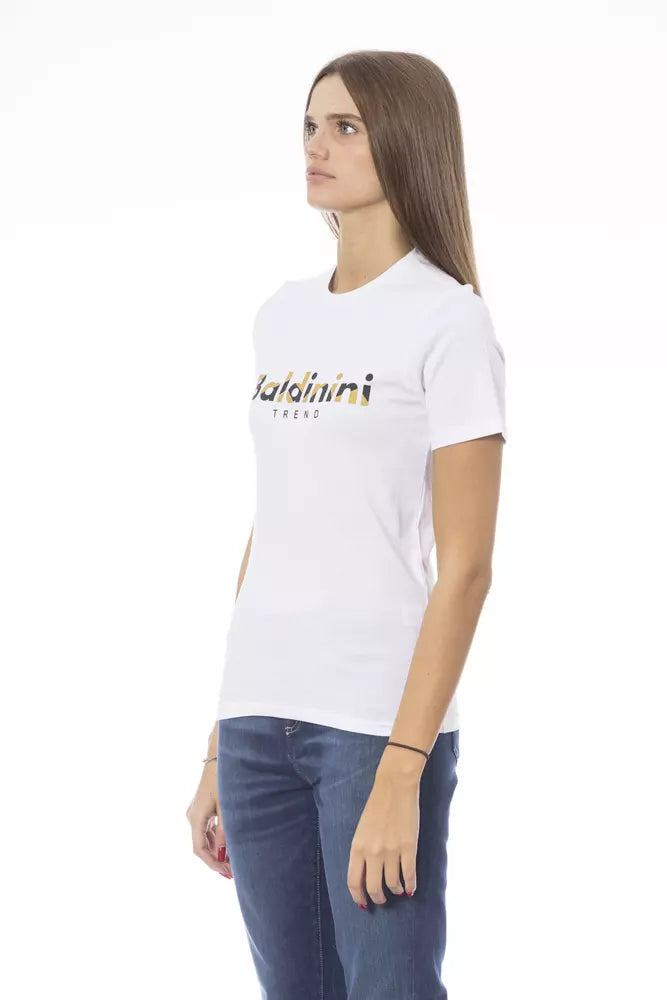 Baldinini Trend Women's White Cotton Crewneck Logo T-Shirt