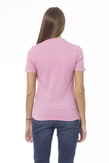 Baldinini Trend Women's Pink Cotton Crewneck Logo T-Shirt