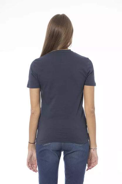 Baldinini Trend Women's Blue Cotton Crewneck Logo T-Shirt