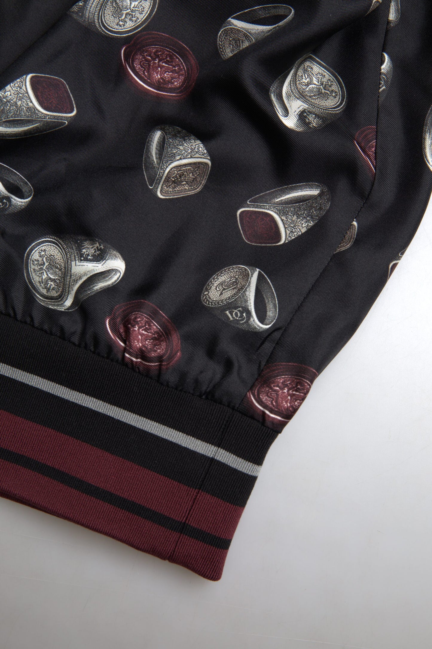 Dolce & Gabbana Men's Black Ring Print Silk Crewneck Sweater